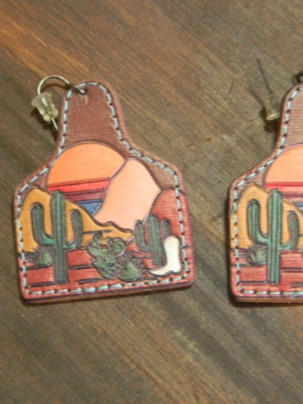 Western leather earrings- Never worn